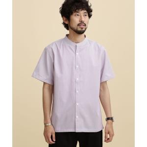 シャツ ブラウス LB.04/T/Cストライプバンドカラーシャツ