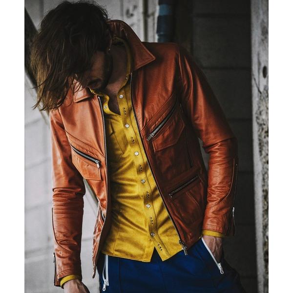 ブルゾン アウター 「NO ID.」Kid Buffalo Leather 70s Blouson ...