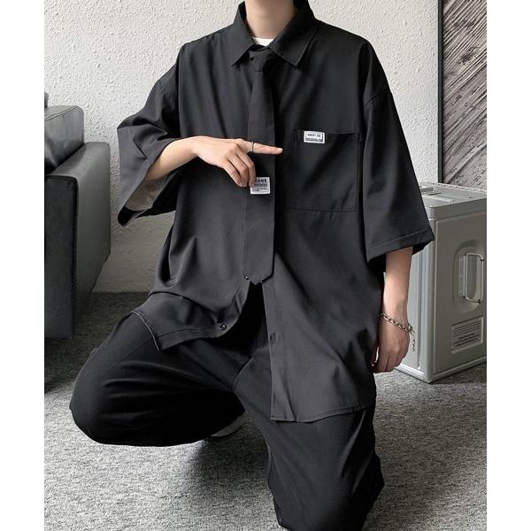 シャツ 半袖 「FVLMEN」plane tie halfsleeve shirt/プレーン タイ ...