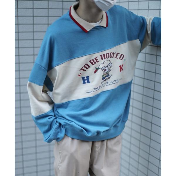 トレーナー スウェット HOOK -original- ヴィンテージ風アメカジイラストプリント切り替...