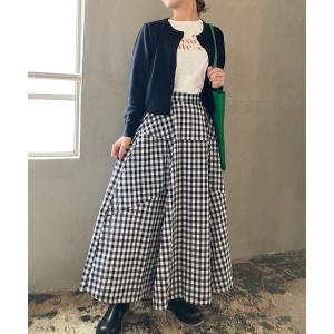 ワンダフルワールド カネコイサオフレアスカート ギンガムチェック ティアード６段 DAY CLOSET スカート 大人ギンガムチェックロングティアードスカート