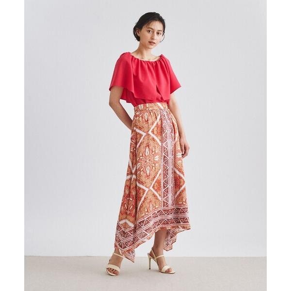 スカート エスニックプリントフレアスカート