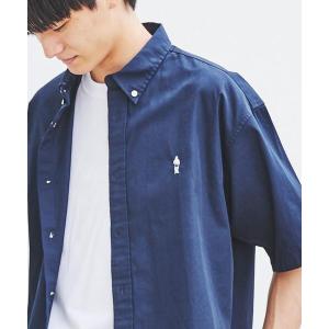 シャツ ブラウス ワンポイント刺繍シリーズ”働く人刺繍ギャバ半袖ボタンダウンシャツ(セットアップ対応)