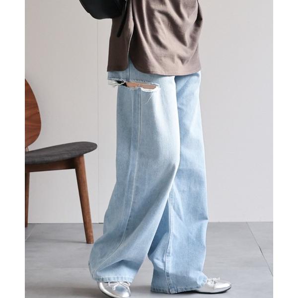 ジーンズ デニム デニムパンツ カットオフ/サイドスリットデニム レディース