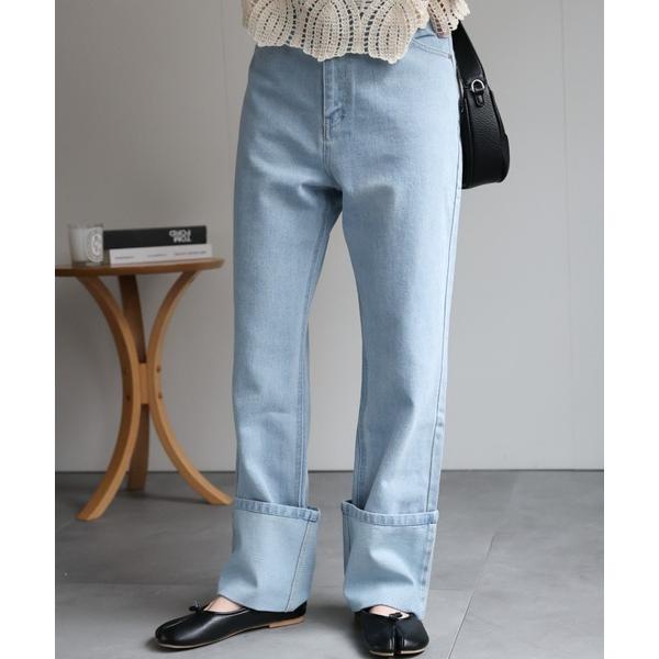 ジーンズ デニム デニムパンツ ロールアップストレートデニム レディース