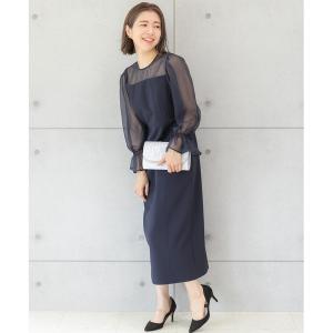 ドレス シアー ボリューム袖  結婚式 パーティー オケージョン お呼ばれドレス