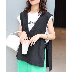 ベスト 配色ステッチVネックベスト