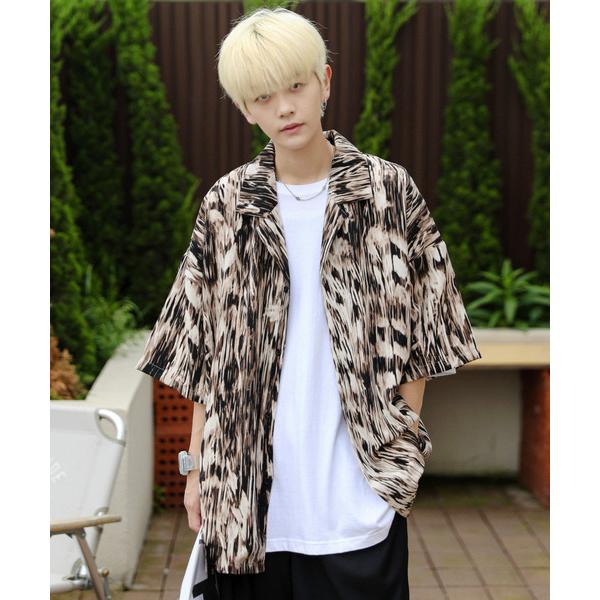 シャツ 「neos -addictive design-」ビッグシルエット 総柄 プリント オープン...