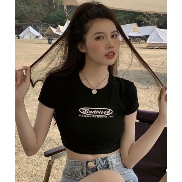 tシャツ サークルロゴ 半そでチビT レディース