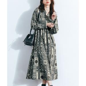 RANAN（ラナン） ワンピース ボリューム袖柄切替ワンピース : ZOZOTOWN