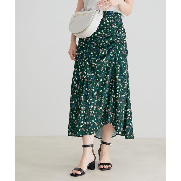 スカート フラワープリントアシメマーメイドスカート