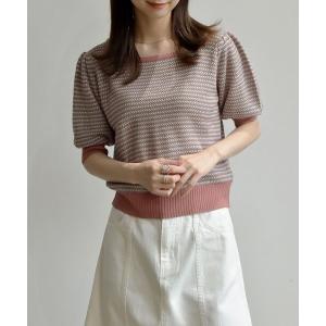 ニット 半袖柄編みニットPO