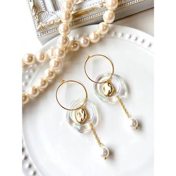 ピアス 「MUURABBTI」オーロラとパールのフープピアス(MA) レディース