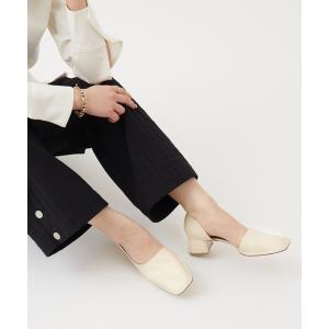 パンプス GRISE 4.5レザースクエアステッチサイドオープン