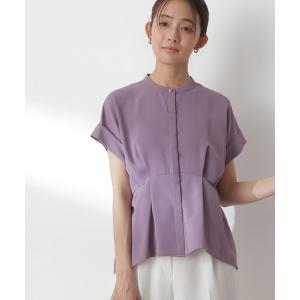 シャツ ブラウス 【追加生産】◆バンドカラーペプラムブラウス