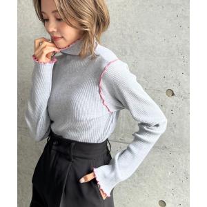 tシャツ Tシャツ テレコリブハイネック配色メローカットソー