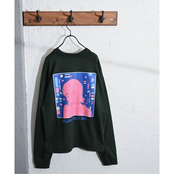 トレーナー スウェット 裏毛イラストバックプリントクルー　トレーナー(MELANCHOLY) レディ...