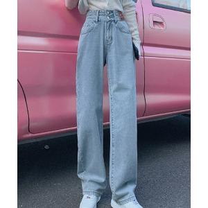 ジーンズ デニム デニムパンツ 「Jasmine」２ボタンハイウエストストレートワイドデニムパンツ　（OG) レディース