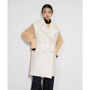 ベスト ジレ コットンシルク厚中わたビッグカラーベスト レディース