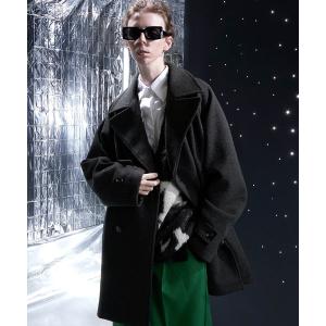 コート ピーコート オーバーサイズ メルトン ラグランルーズスリーブ