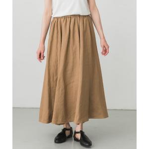 スカート リネンギャザーフレアスカート