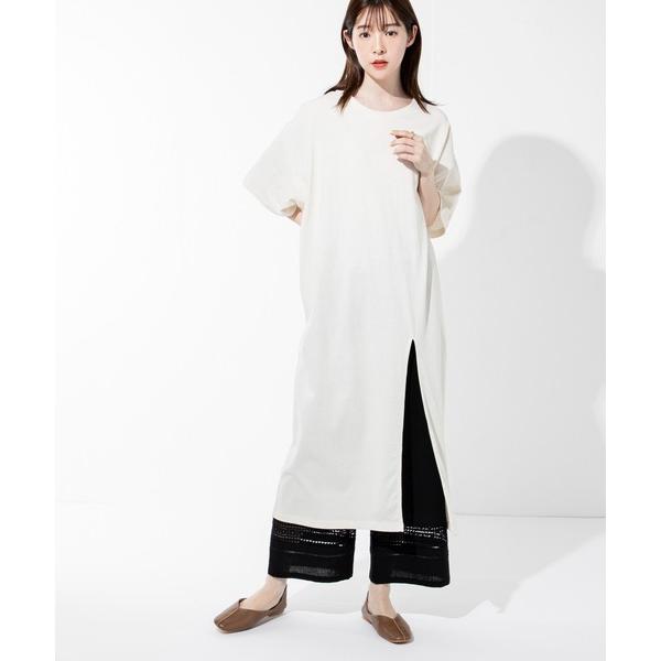 ワンピース 半袖 「綿100％」シンプルなワンカラーデザインとビッグシルエットで大人のリラクシースタ...