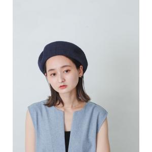 帽子 リネン混ベレー