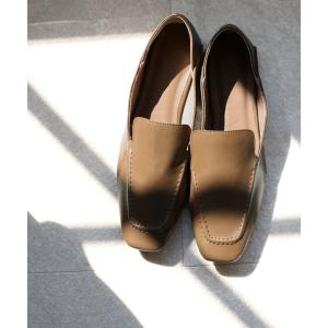 ローファー レディース かかとを踏める スクエアトゥバブーシュローファー