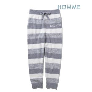 ルームウェア パジャマ 【HOMME】べビモコメランジボーダーロングパンツ