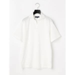 ポロシャツ メンズ TRANS CONTINENTS　シルケット　鹿の子ポロシャツ　ホワイト/クリーム/ブルー/ネイビー