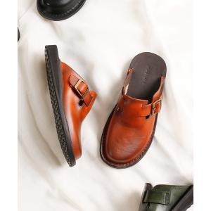 スリッポン レディース MADULI マドゥリ / ADJUSTABLE BUCKLE COMFORT LEATHER CLOG SANDAL アジャ