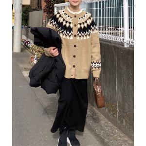 ニット セーター 前後2wayノルディック柄ニットカーディガン レディース