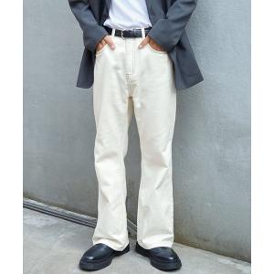 パンツ デニム ジーンズ ルーズフレア ヴィンテージウォッシュデニムパンツ