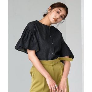 CALNAMUR デニム風フリルブラウス | www.couros.com.pe
