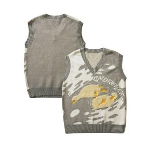 ベスト 激かわモコモコアヒル刺繍Vネックニットベスト