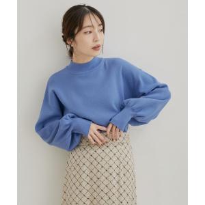 ニット バックパール釦ハイネックニット