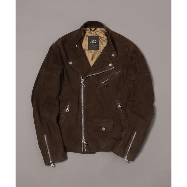 ブルゾン アウター CINQUANTA / スエード スタンドカラー ダブルライダースジャケット メ...