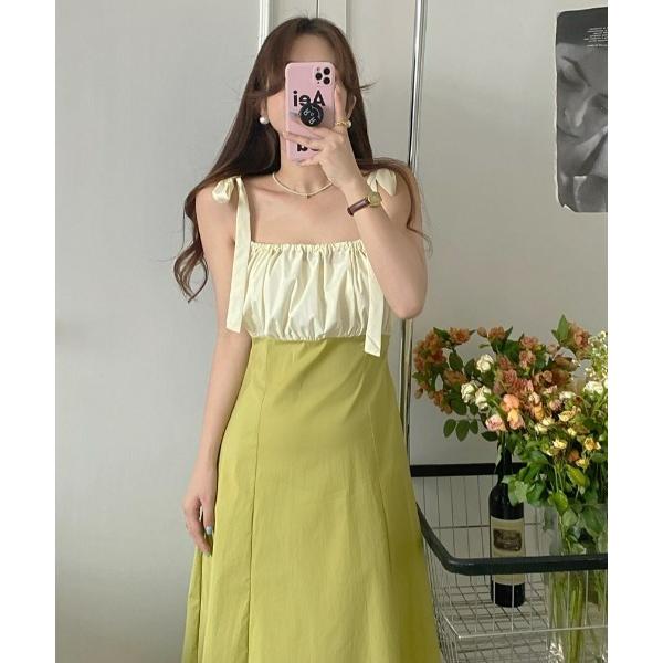 ワンピース バイカラー切り替えＡラインワンピース