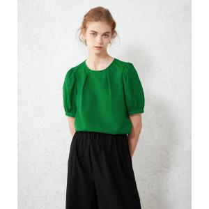 シャツ ブラウス リネンライクタックスリーブブラウス