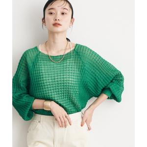 ニット シアーチェックニットプルオーバー