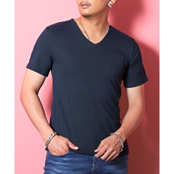 tシャツ 無地ポケット付きVネック半袖Tシャツ メンズ
