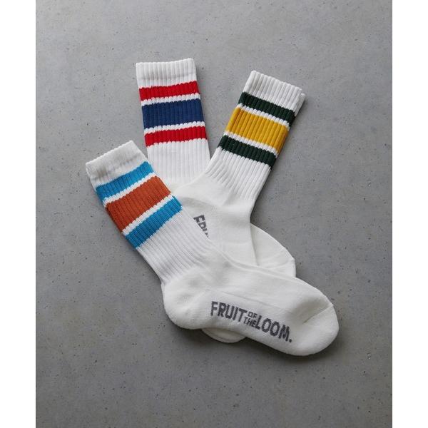 靴下 C  アメリブラインクルー / クルー丈ソックス / 3足セット / ラインソックス / カジ...