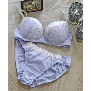 下着女性 上下セット リボンモチーフ×エンブロイダリーレース