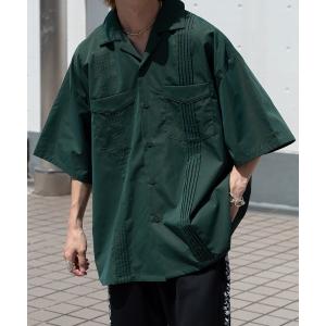 シャツ ブラウス ダブルポケット開襟キューバシャツ