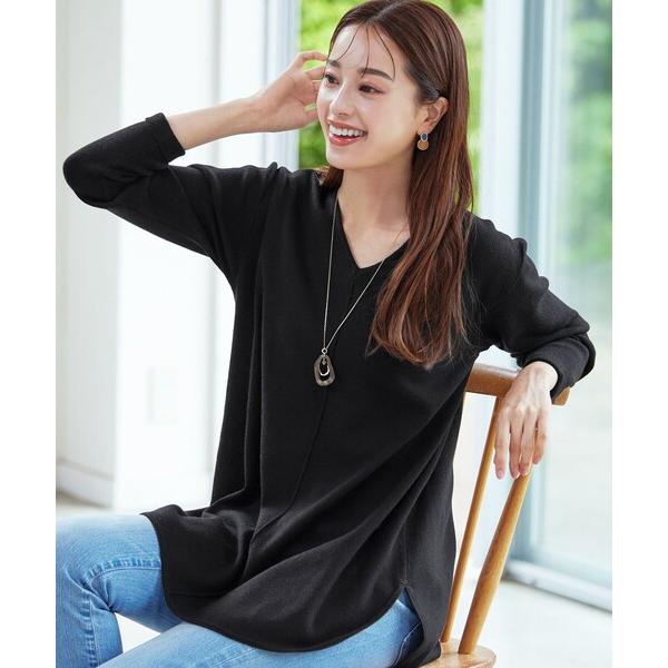 ニット セーター 「安田美沙子さん着用」ラウンドヘムニットチュニック レディース