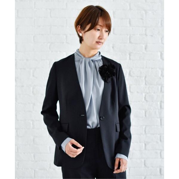 ジャケット ノーカラージャケット 「軽くて快適！」ウール混 ストレッチノーカラージャケット レディー...