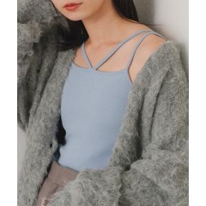 キャミソール カップ付ストレッチコットン紐キャミ