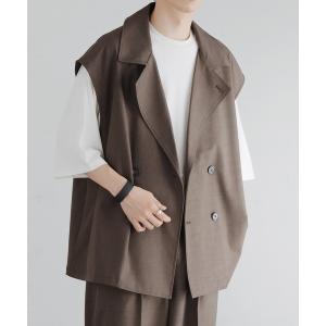 ベスト メンズ ダブルテーラードジレベスト