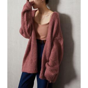 カーディガン 深Vネックシャギー2WAYニットカーディガン