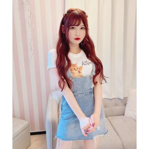 スカート デニム バックリボンデニムミニジャンバースカート